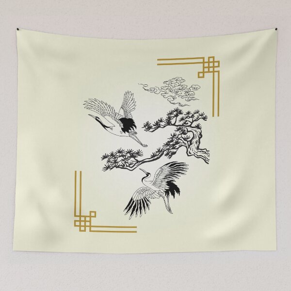 Item preview, Korean Cranes and Pines – Elegant Traditional Korean Design designed and sold by mycreastyle.