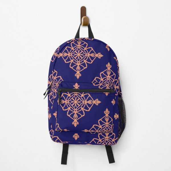 Item preview, Neon Coral Ikat Medallion Pattern on Royal Blue designed and sold by Tinaartth .