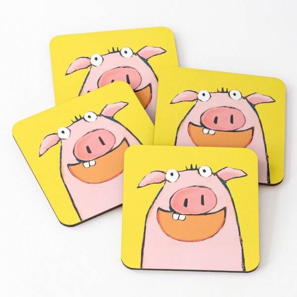 Item preview, Happy laughing pig with bubble eyes and big nose and white front teeth designed and sold by 516 Studio.