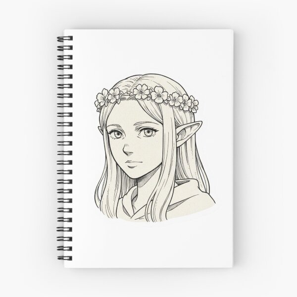 Item preview, Elven Mage Flower Crown - Hand Drawn Ink Sketch Art designed and sold by ahabboud.