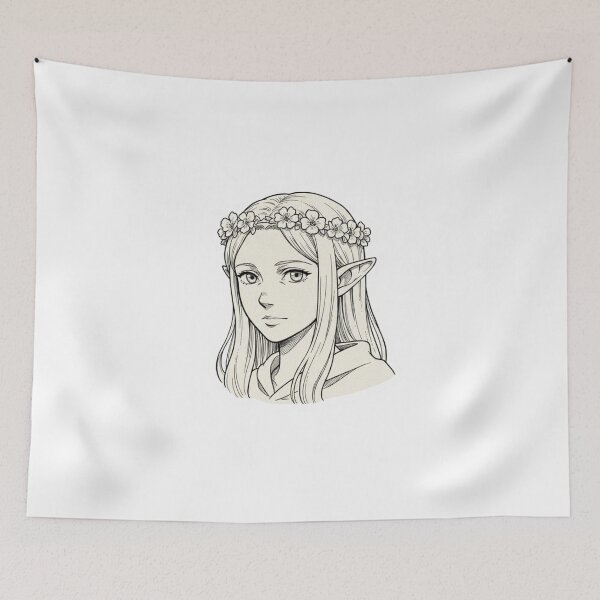 Item preview, Elven Mage Flower Crown - Hand Drawn Ink Sketch Art designed and sold by ahabboud.