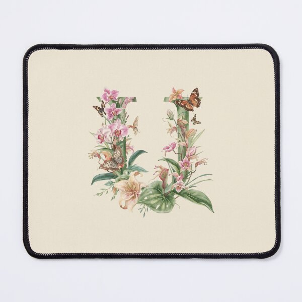 Item preview, Elegant Botanical Letter U Monogram – Floral Orchid & Butterfly Illustration | Nature-Inspired Aesthetic Decor designed and sold by AmenAlways.