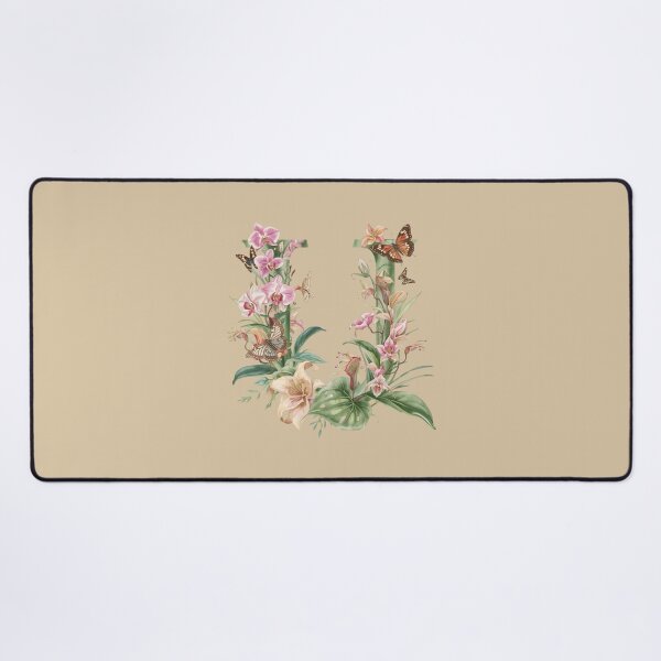 Item preview, Elegant Botanical Letter U Monogram – Floral Orchid & Butterfly Illustration | Nature-Inspired Aesthetic Decor designed and sold by AmenAlways.