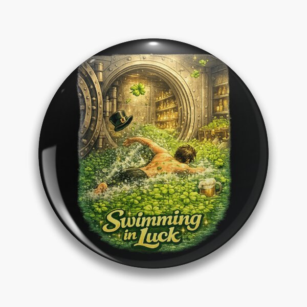 Item preview, Swimming in Luck – Funny St. Patrick’s Day Shamrock Vault Cartoon designed and sold by Timeless Junction.