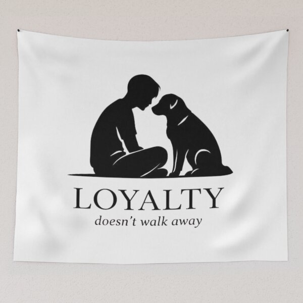 Item preview, Loyalty Doesn’t Walk Away – Emotional Dog & Human Silhouette Design designed and sold by bazstees54.