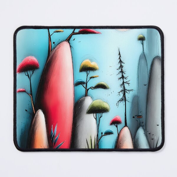 Item preview, Minimalist fantasy landscape with stylized trees and moon designed and sold by WhimsyArt ○ byGTL.
