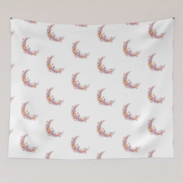 Item preview, Crescent Moon with Pastel Flowers and Butterflies designed and sold by Soulstar Designs.