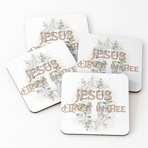 Item preview, Jesus I Trust in Thee | Catholic Watercolor Floral Cross designed and sold by Stella Maris Designs.