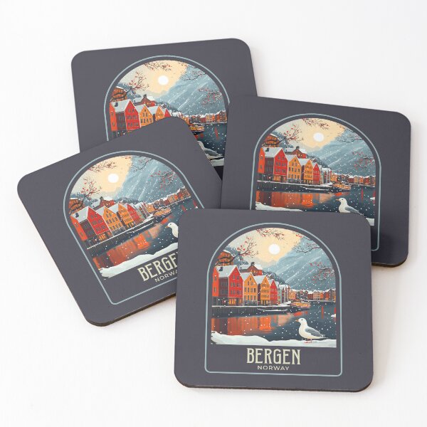 Item preview, Bergen Vintage Travel Illustration designed and sold by HomeLivingCo.