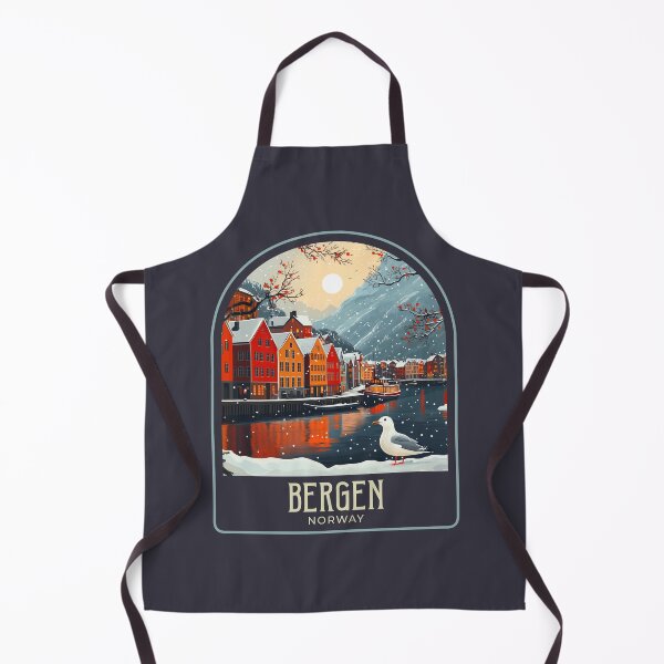 Item preview, Bergen Vintage Travel Illustration designed and sold by HomeLivingCo.