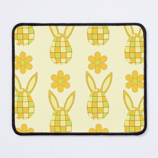 Item preview, Disco Easter Eggs and bunny ears Pattern with retro flowers in orange and yellow  designed and sold by Yasminepatterns .