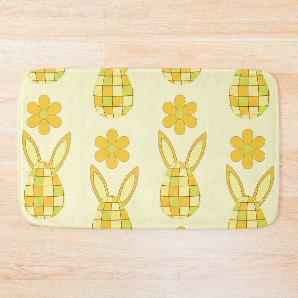Item preview, Disco Easter Eggs and bunny ears Pattern with retro flowers in orange and yellow  designed and sold by Yasminepatterns .