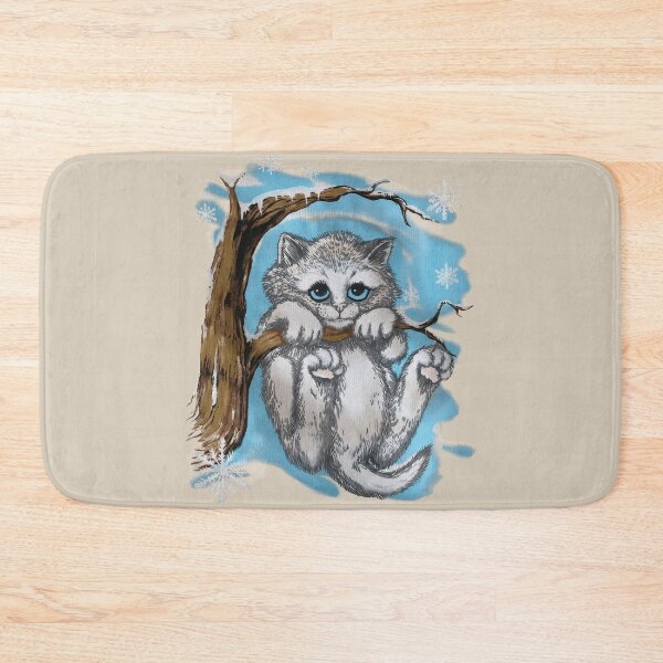 Item preview, Funny Hang in There Baby Cat in Snow Opalite Cat designed and sold by JacquelinePerki.