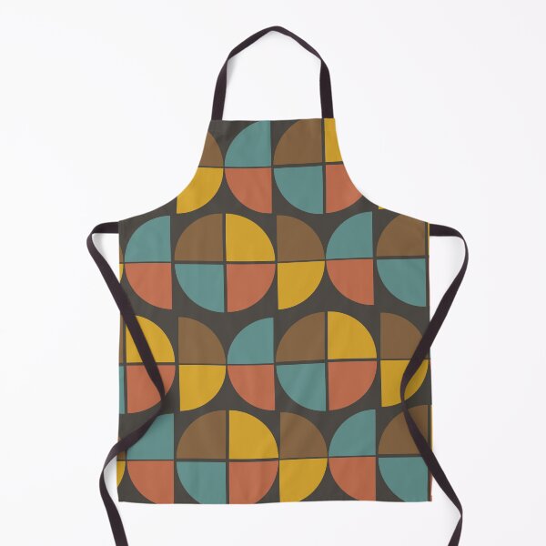 Item preview, Mid Century Half circles and abstract shapes in mustard yellow, teal, orange and brown designed and sold by Yasminepatterns .