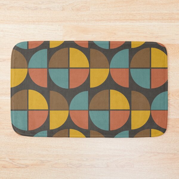 Item preview, Mid Century Half circles and abstract shapes in mustard yellow, teal, orange and brown  designed and sold by Yasminepatterns .