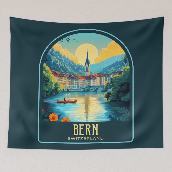 Item preview, Bern Vintage Travel Illustration designed and sold by HomeLivingCo.