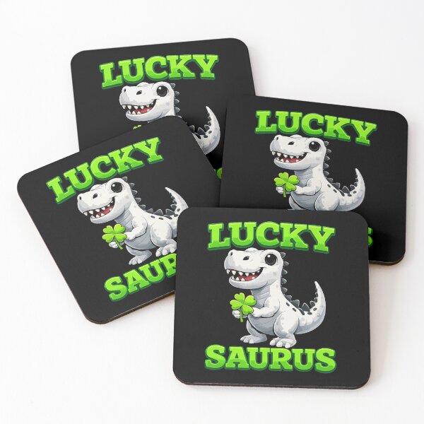 Item preview, Lucky Saurus Dinosaur with Shamrock – Cute Four Leaf Clover St. Patrick’s Day Design designed and sold by BrainBubbleArt.
