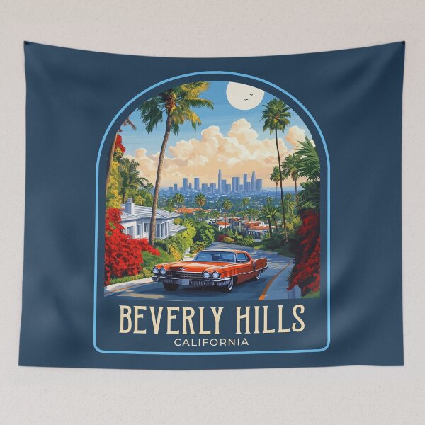 Item preview, Beverly Hills Vintage Travel Illustration designed and sold by HomeLivingCo.