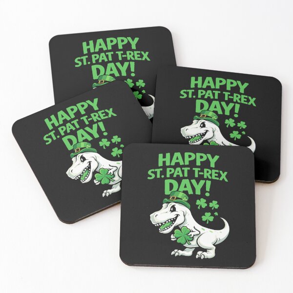 Item preview, Happy St. Pat-T-Rex Day – Funny St. Patrick’s Day Dinosaur with Shamrock designed and sold by BrainBubbleArt.