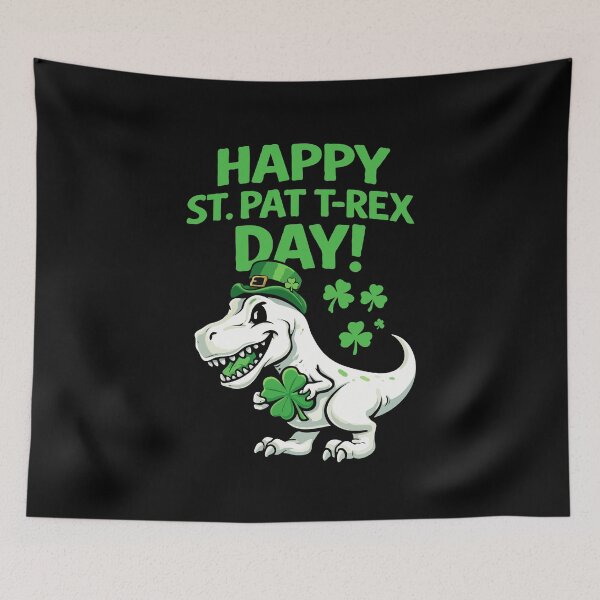 Item preview, Happy St. Pat-T-Rex Day – Funny St. Patrick’s Day Dinosaur with Shamrock designed and sold by BrainBubbleArt.
