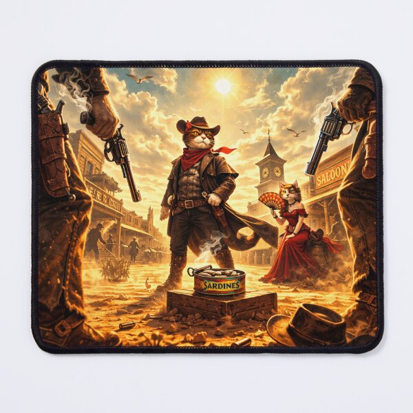 Item preview, High Noon Feline Duel – Wild West Sardine Showdown designed and sold by MeowMoodArt.