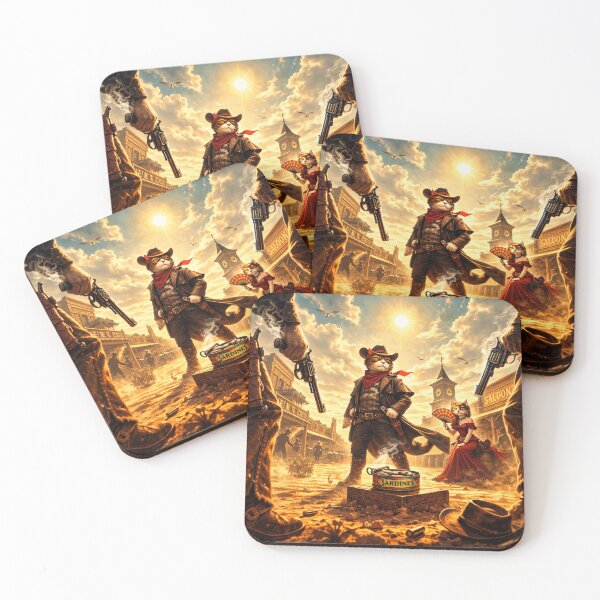Item preview, High Noon Feline Duel – Wild West Sardine Showdown designed and sold by MeowMoodArt.