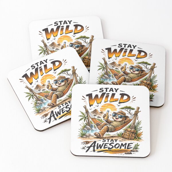 Item preview, Stay Wild Stay Awesome Pangolin Hammock Sunset. designed and sold by Mr Lee.