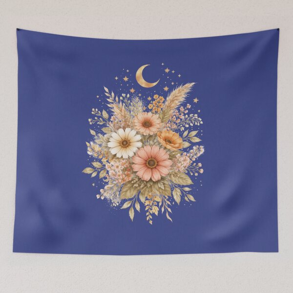 Item preview, Celestial Boho Flower Bouquet with Gold Moon and Stars designed and sold by VariusDesigns.