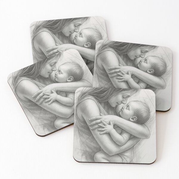 Item preview, Tender Motherhood Embrace Pencil Portrait designed and sold by Mindful56.