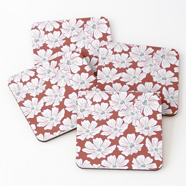 Item preview, Rustic Boho White Flower Sketch Pattern Red Turquoise designed and sold by TackyTime.