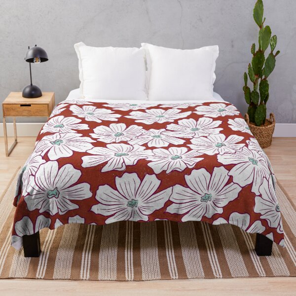 Item preview, Rustic Boho White Flower Sketch Pattern Red Turquoise designed and sold by TackyTime.