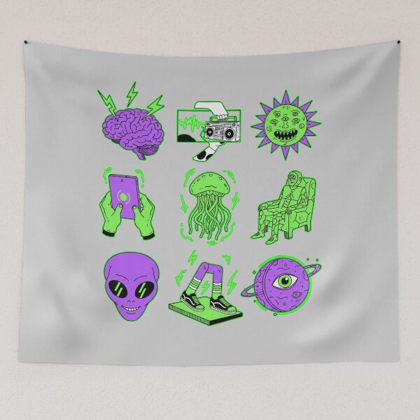 Item preview, Cosmic Pack - Neon Purple and Green Sci-Fi Pop Art designed and sold by AwesomeBeyondLimits.