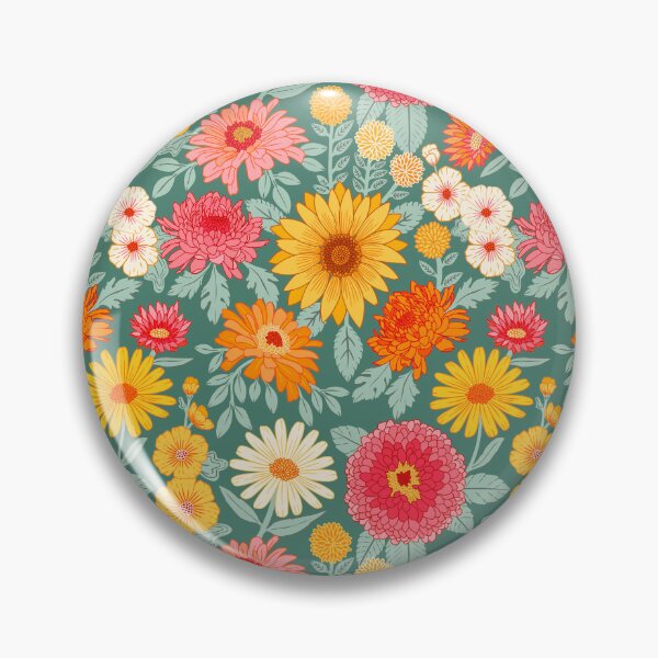 Item preview, Retro Plentiful Petals - Teal Background designed and sold by TigaTiga.