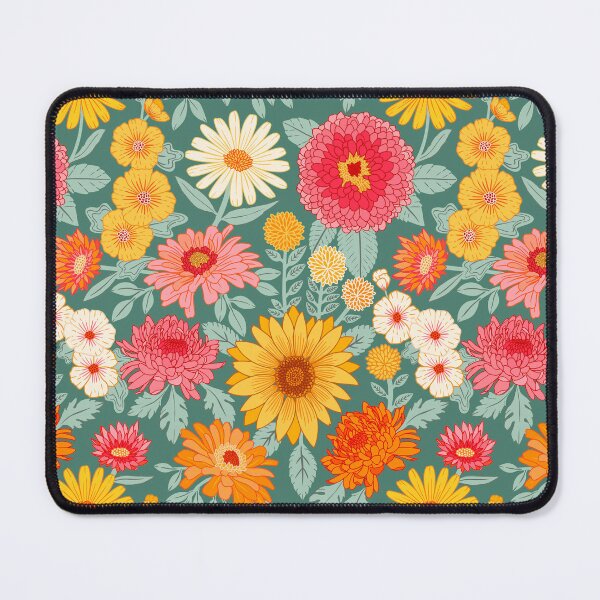 Item preview, Retro Plentiful Petals - Teal Background designed and sold by TigaTiga.