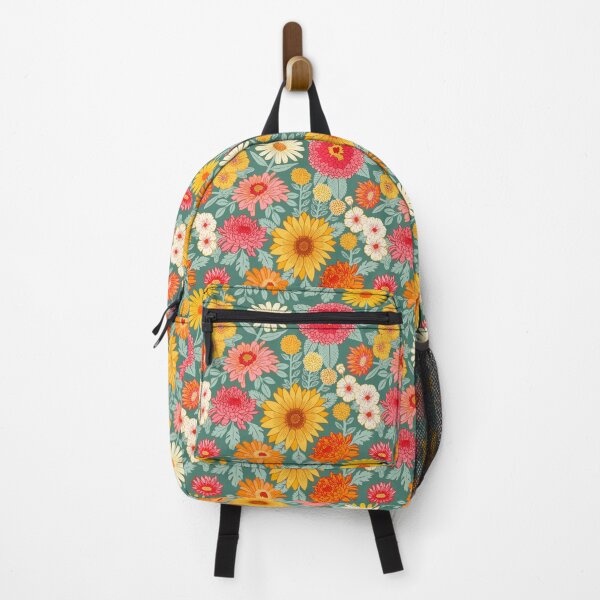 Item preview, Retro Plentiful Petals - Teal Background designed and sold by TigaTiga.