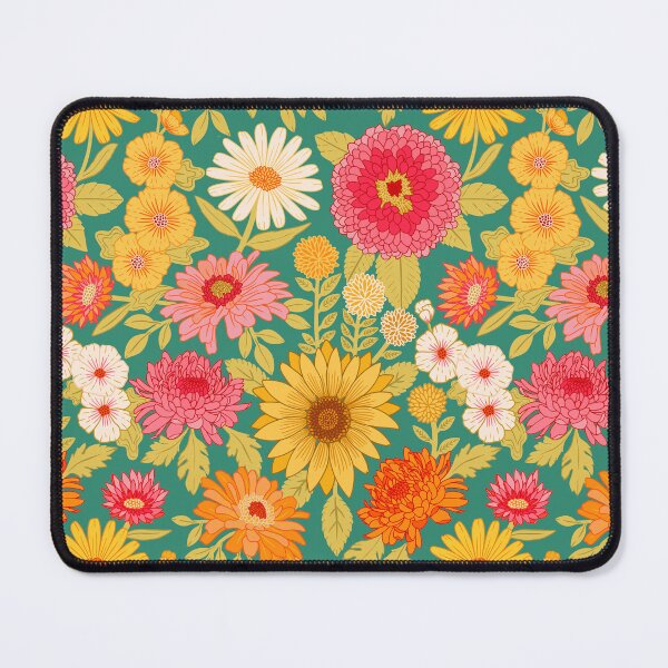 Item preview, Retro Plentiful Petals - Deep Turquoise Background designed and sold by TigaTiga.