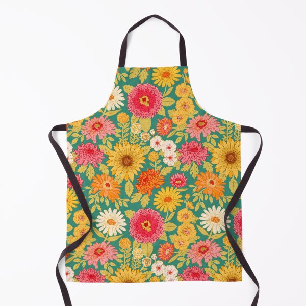 Item preview, Retro Plentiful Petals - Deep Turquoise Background designed and sold by TigaTiga.