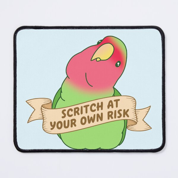 Item preview, Scritch At Your Own Risk - Green Lovebird Doodle designed and sold by FandomizedRose.