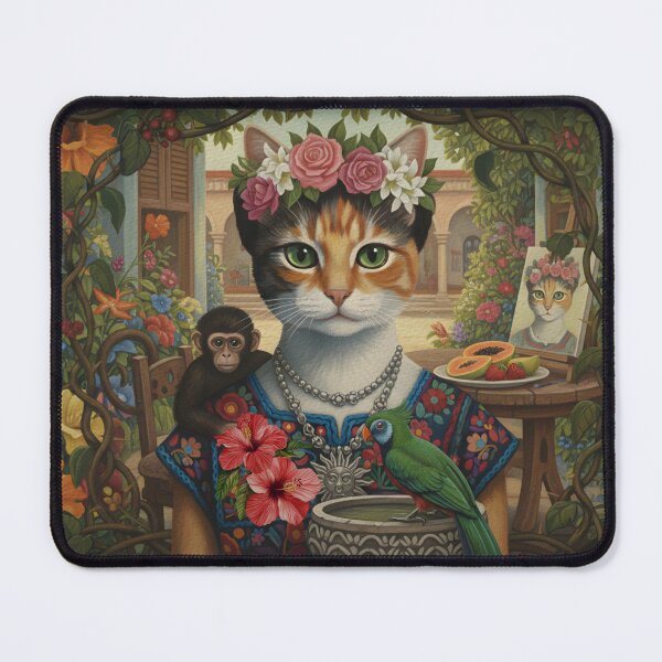 Item preview, Frida Cat: Surrealist Feline Muse & Tropical Masterpiece designed and sold by OrangeSdrew.
