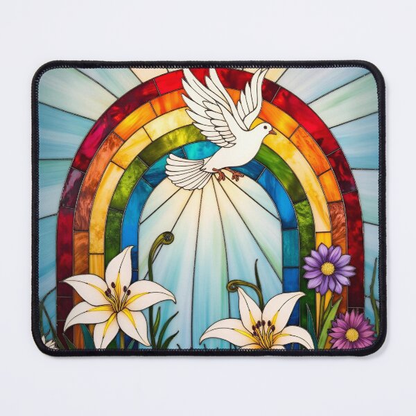 Item preview, Stained Glass Christian Easter Dove & Rainbow Peace and Promise designed and sold by Debbie Schulte.
