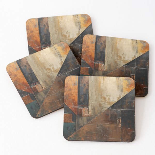 Item preview, Abstract aged geometric copper brass and sepia designed and sold by Anteia.