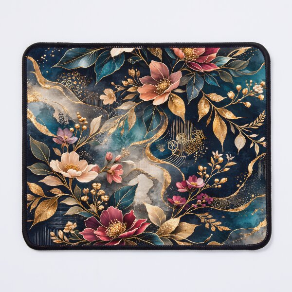 Item preview, Midnight Gold Floral Garden: Vintage Navy and Teal Botanical Art with Elegant Golden Filigree Accents by Vivaan Studio. designed and sold by Vivaan Studio.