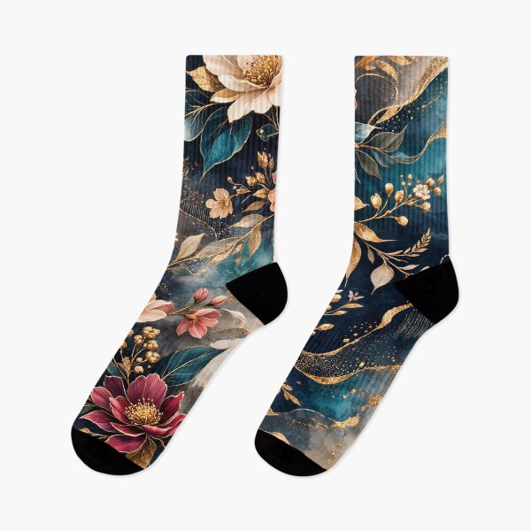 Item preview, Midnight Gold Floral Garden: Vintage Navy and Teal Botanical Art with Elegant Golden Filigree Accents by Vivaan Studio. designed and sold by Vivaan Studio.