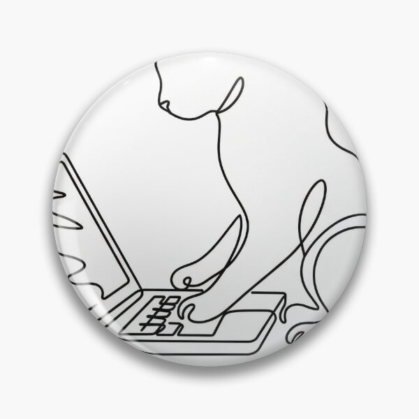 Item preview, Continuous Line Art Cat with Laptop designed and sold by Zenith Design.