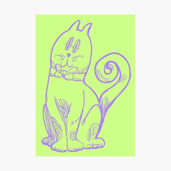 Aperçu de l'œuvre Monsieur Chat Bête - Violet clair et vert créée et vendue par levivianne.