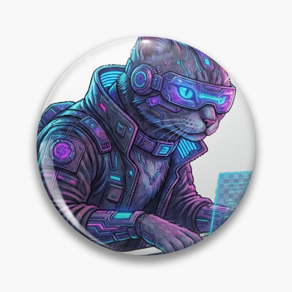 Item preview, Cyberpunk Hacker Cat - Futuristic Sci-Fi Coding designed and sold by Zenith Design.