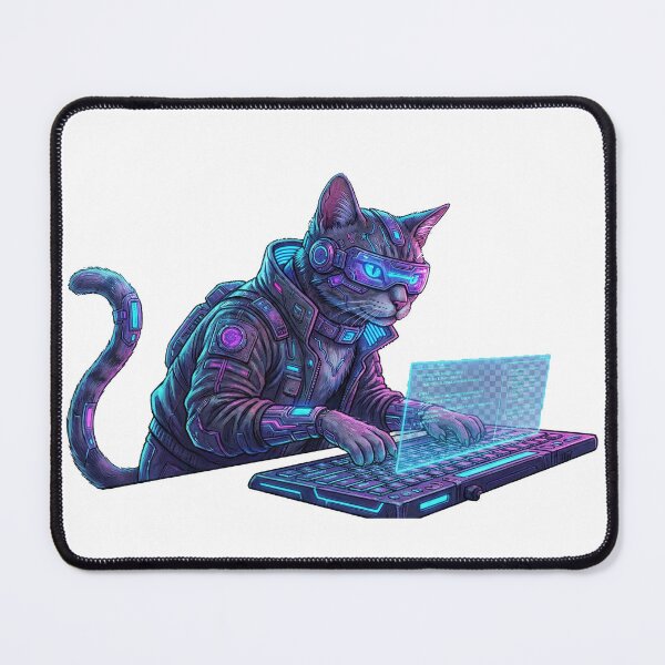 Item preview, Cyberpunk Hacker Cat - Futuristic Sci-Fi Coding designed and sold by Zenith Design.