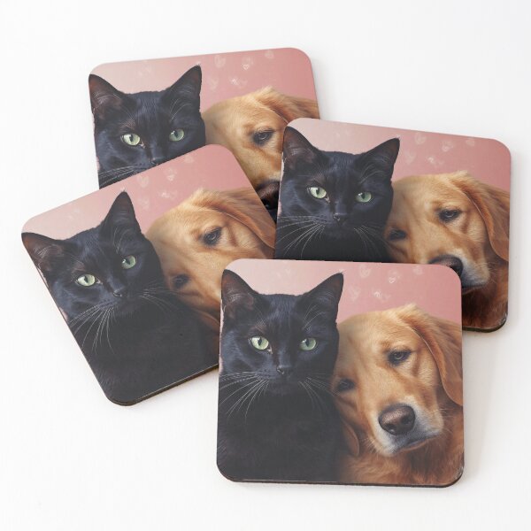 Item preview, Golden Retriever Energy x Black Cat Energy – Opposites Attract Romantic Pet Portrait Design designed and sold by ArtivaNest.