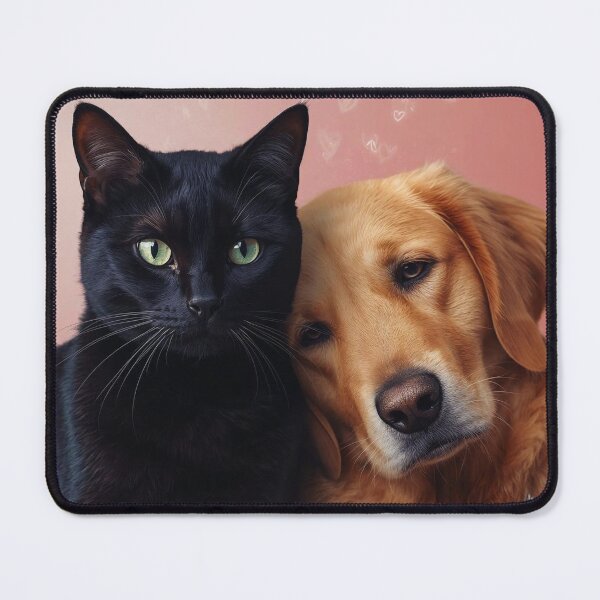 Item preview, Golden Retriever Energy x Black Cat Energy – Opposites Attract Romantic Pet Portrait Design designed and sold by ArtivaNest.