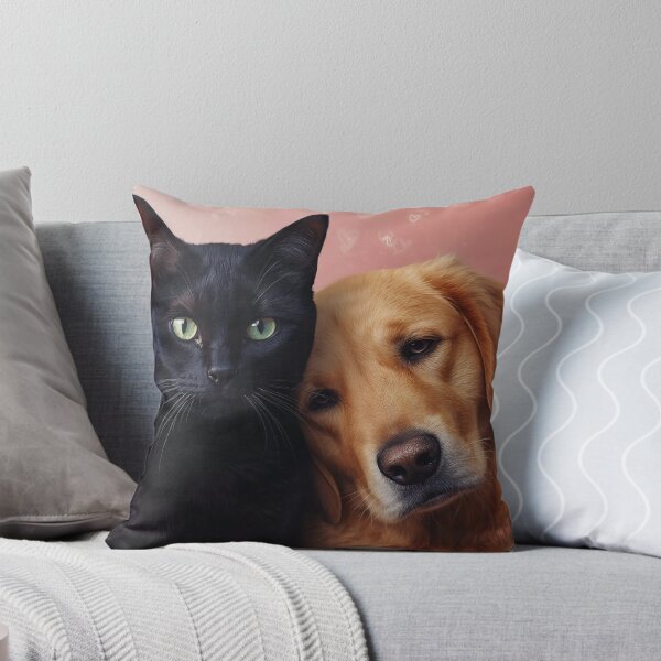 Item preview, Golden Retriever Energy x Black Cat Energy – Opposites Attract Romantic Pet Portrait Design designed and sold by ArtivaNest.